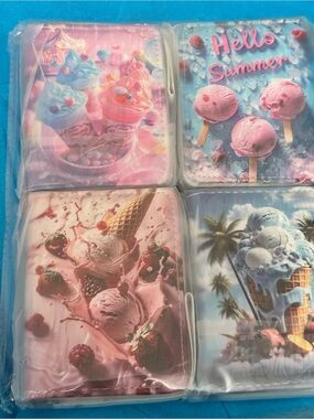 4/$100 Ice Cream Summer Card Holder - Pink Blue Pastel wallets